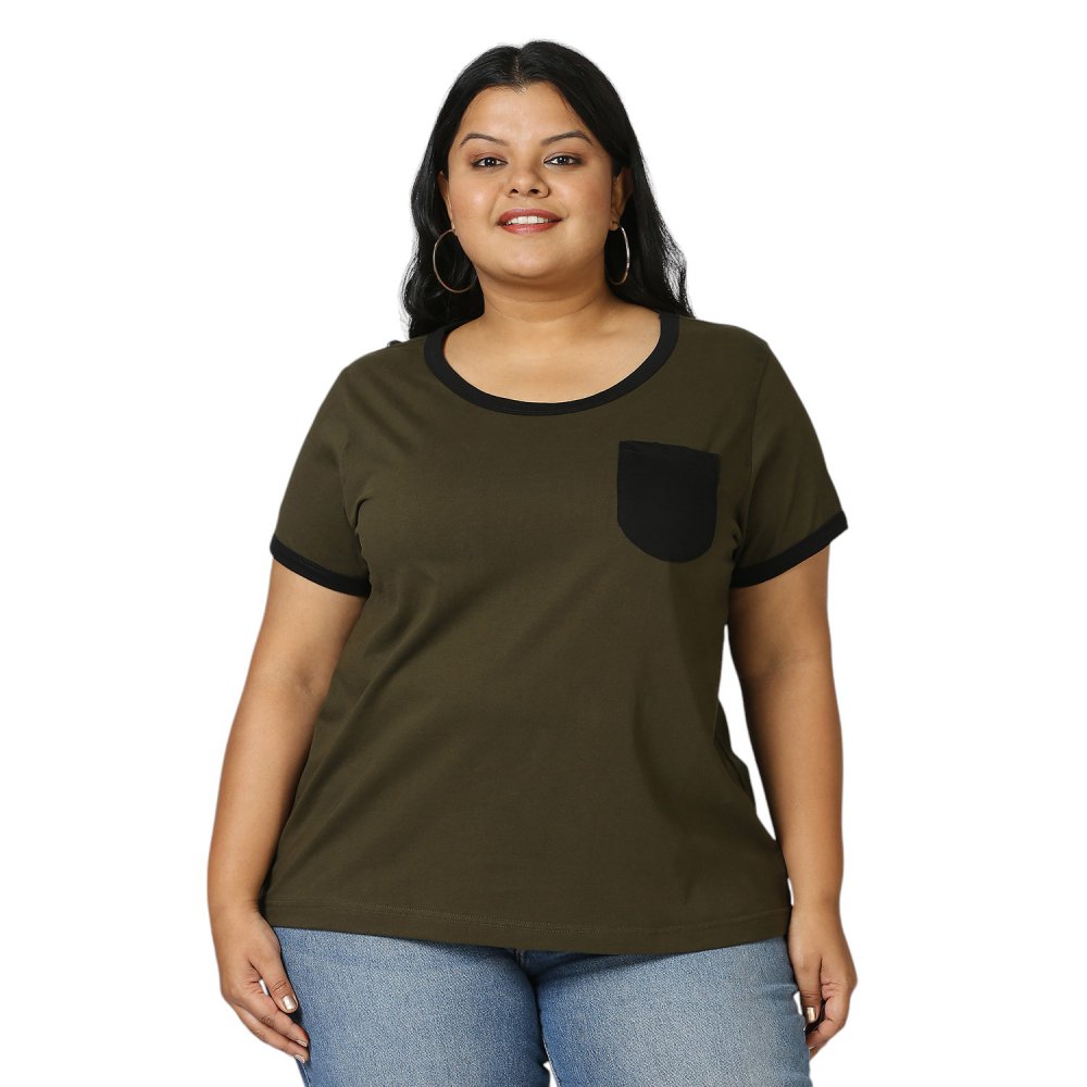 T-Shirt - Pocket - Olive Green