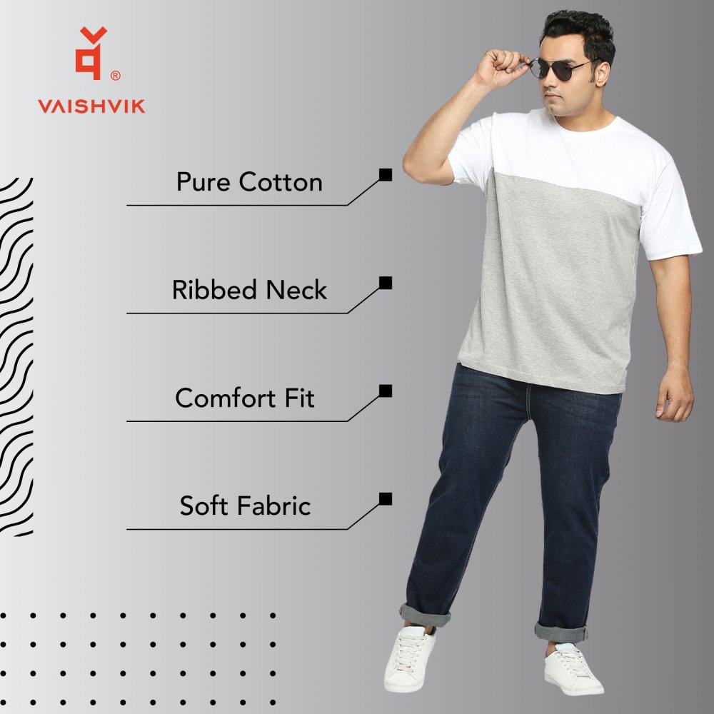 T-Shirt - Color Block - White Grey