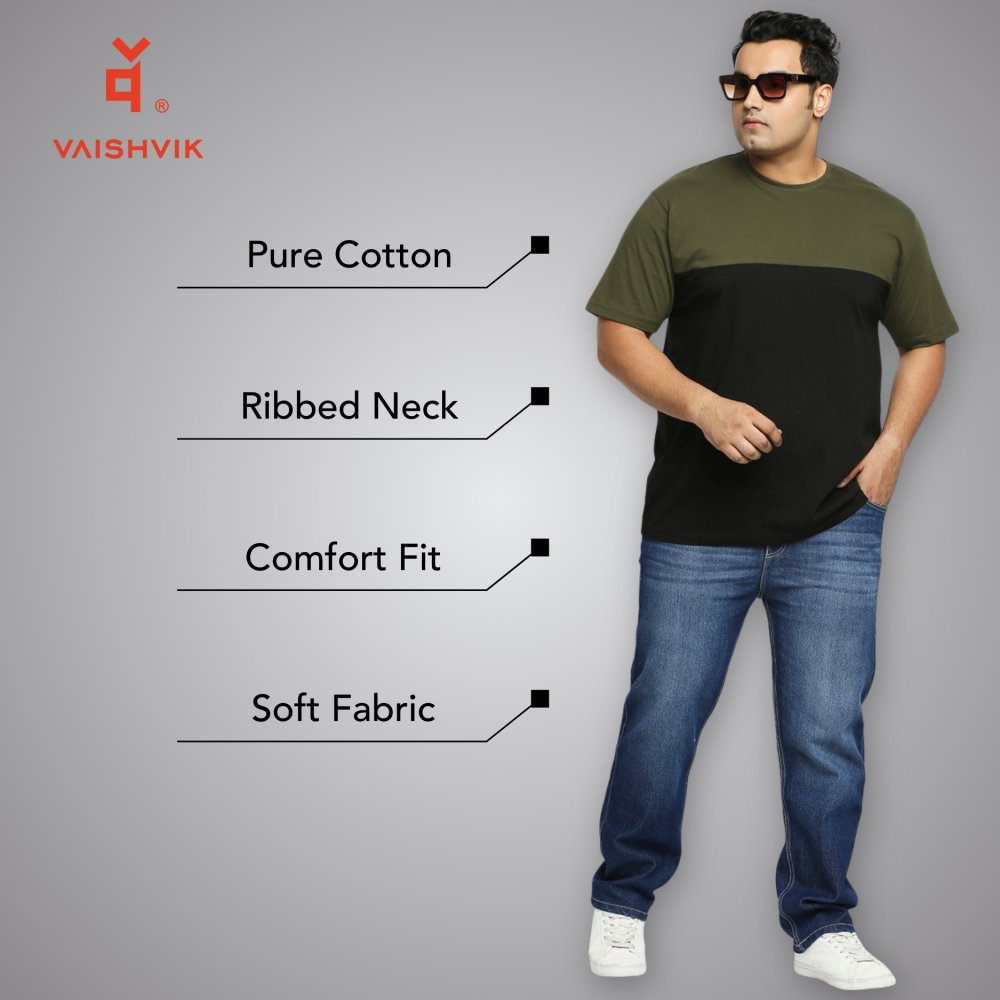 T-Shirt - Color Block - Olive Black