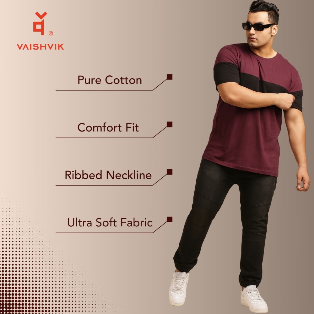 T-Shirt - Stripe - Maroon Black
