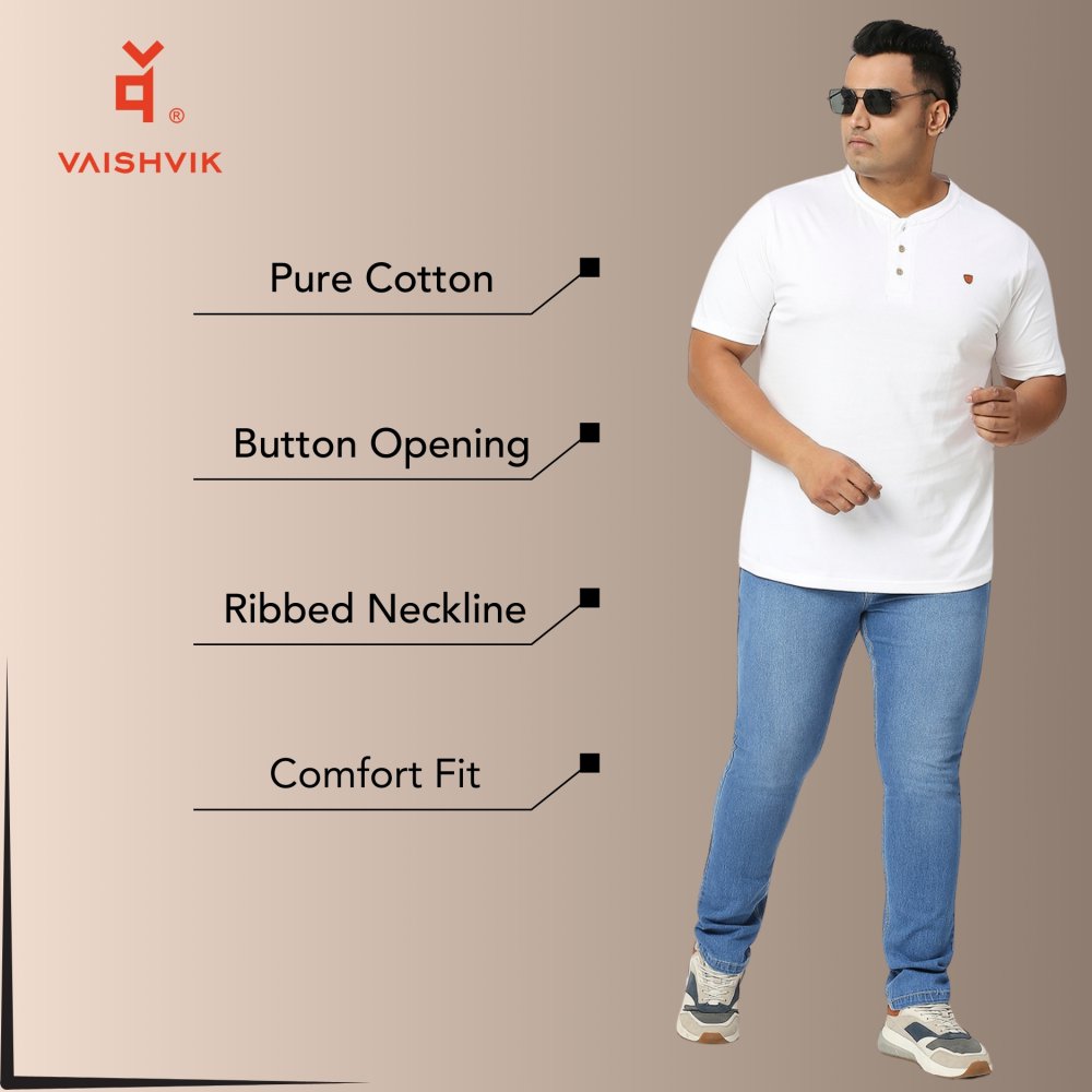 T-Shirt - Henley - White