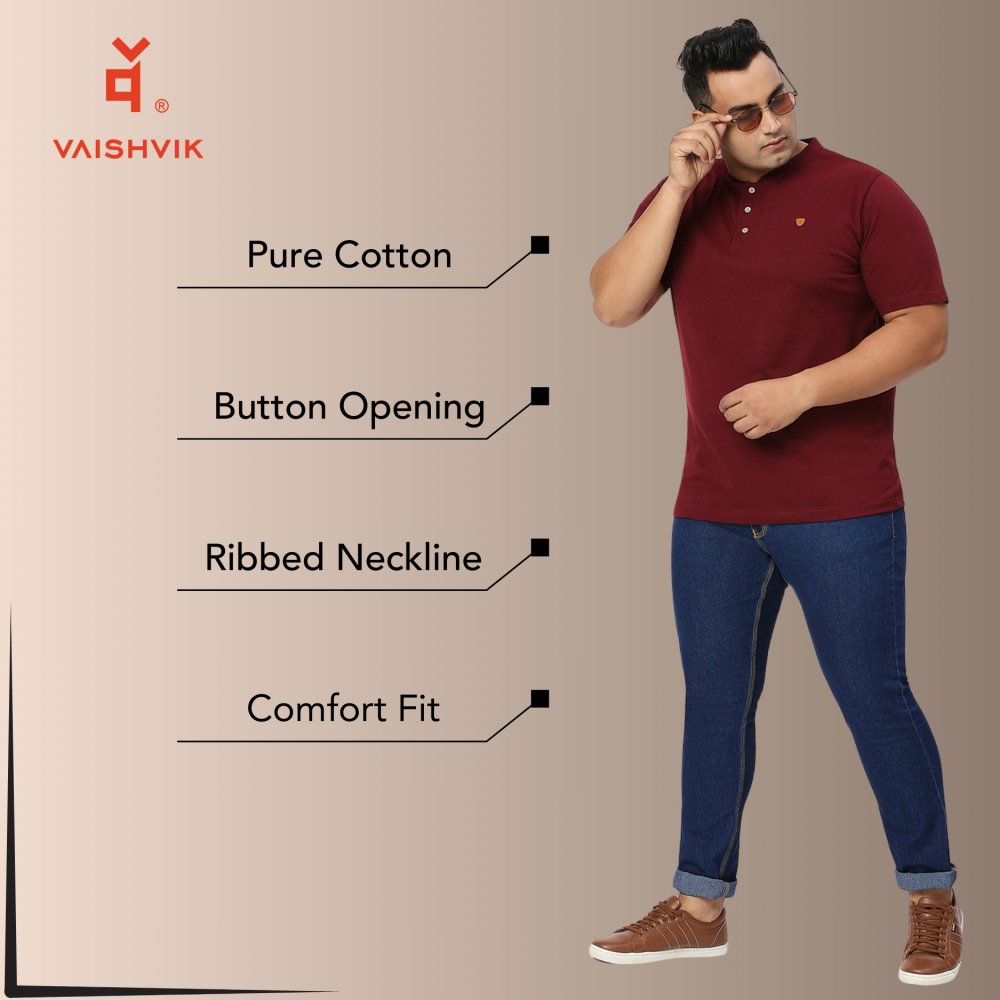 T-Shirt - Henley - Maroon