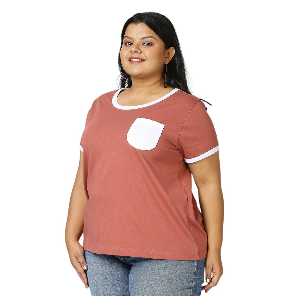 T-Shirt - Pocket - Dark Pink