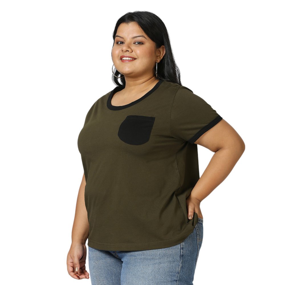 T-Shirt - Pocket - Olive Green