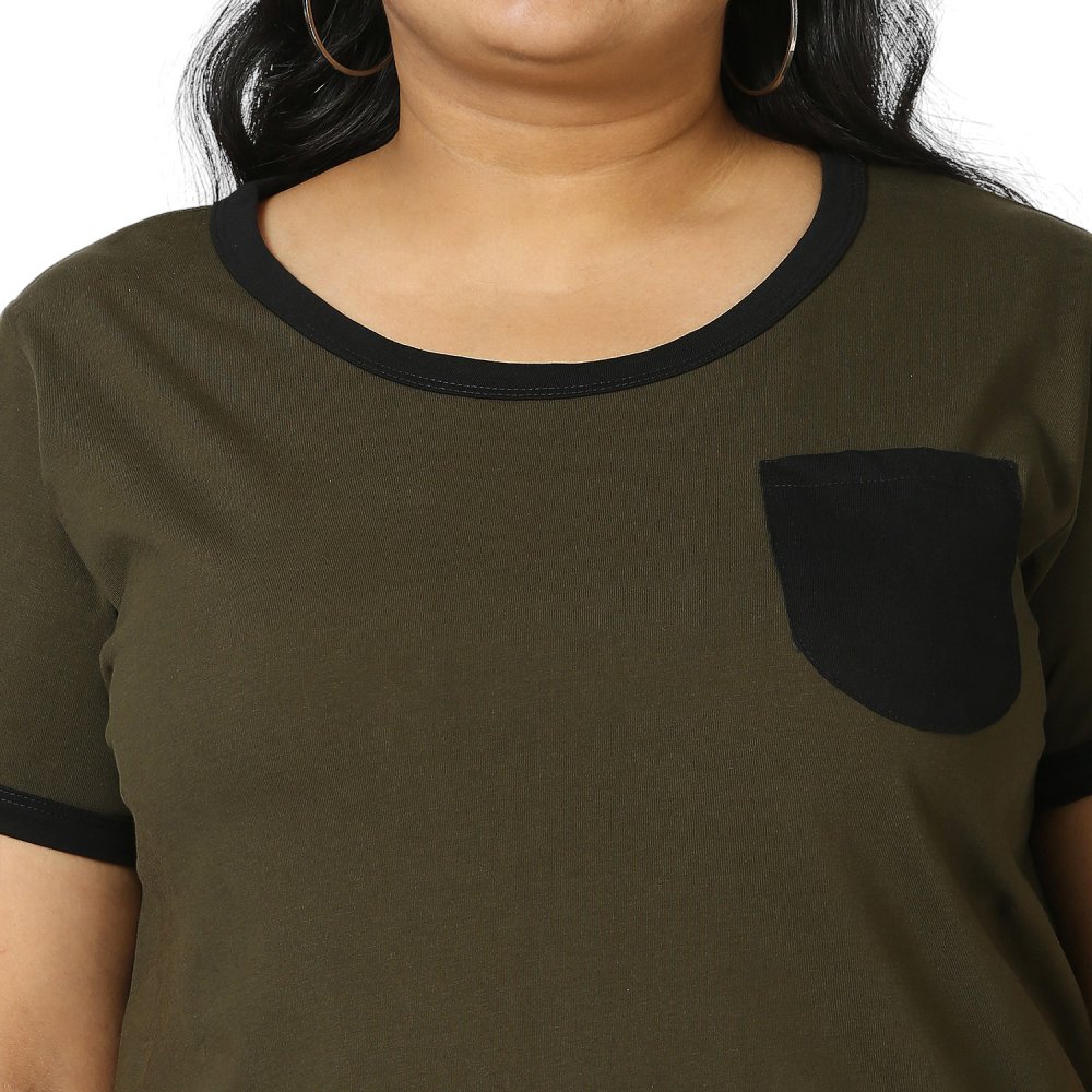 T-Shirt - Pocket - Olive Green
